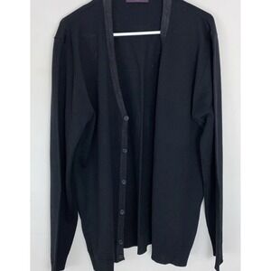 Black Lightweight Wool Cardigan Sweater Mens XL Grampacore Bloke Burton London